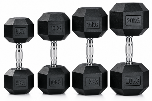 Hexagon Rubber Coated Dumbbell – 2.5kg to 25kg