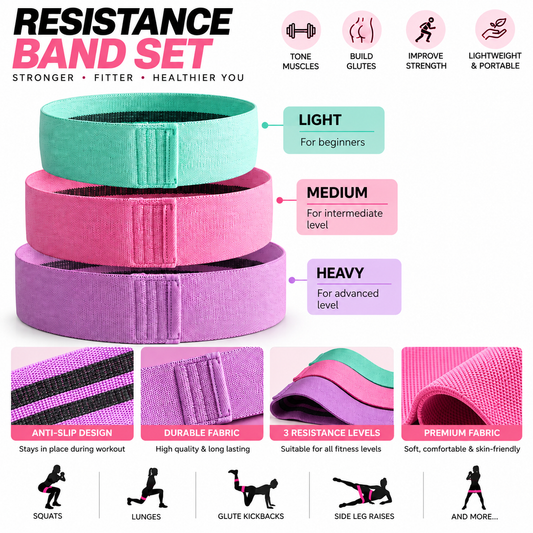 Hip Circle Resistance Band Set 3 Pcs